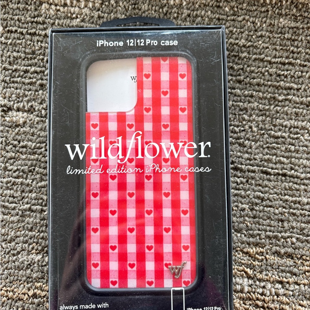 Wildflower Red Gingham Heart iPhone 12/12 Pro Case